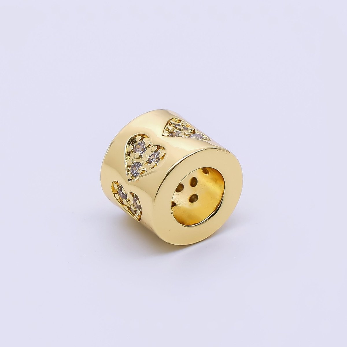 24K Gold Filled Micro Paved CZ Lover - Loop with Large Hole Bead Spacer | B - 071 - DLUXCA