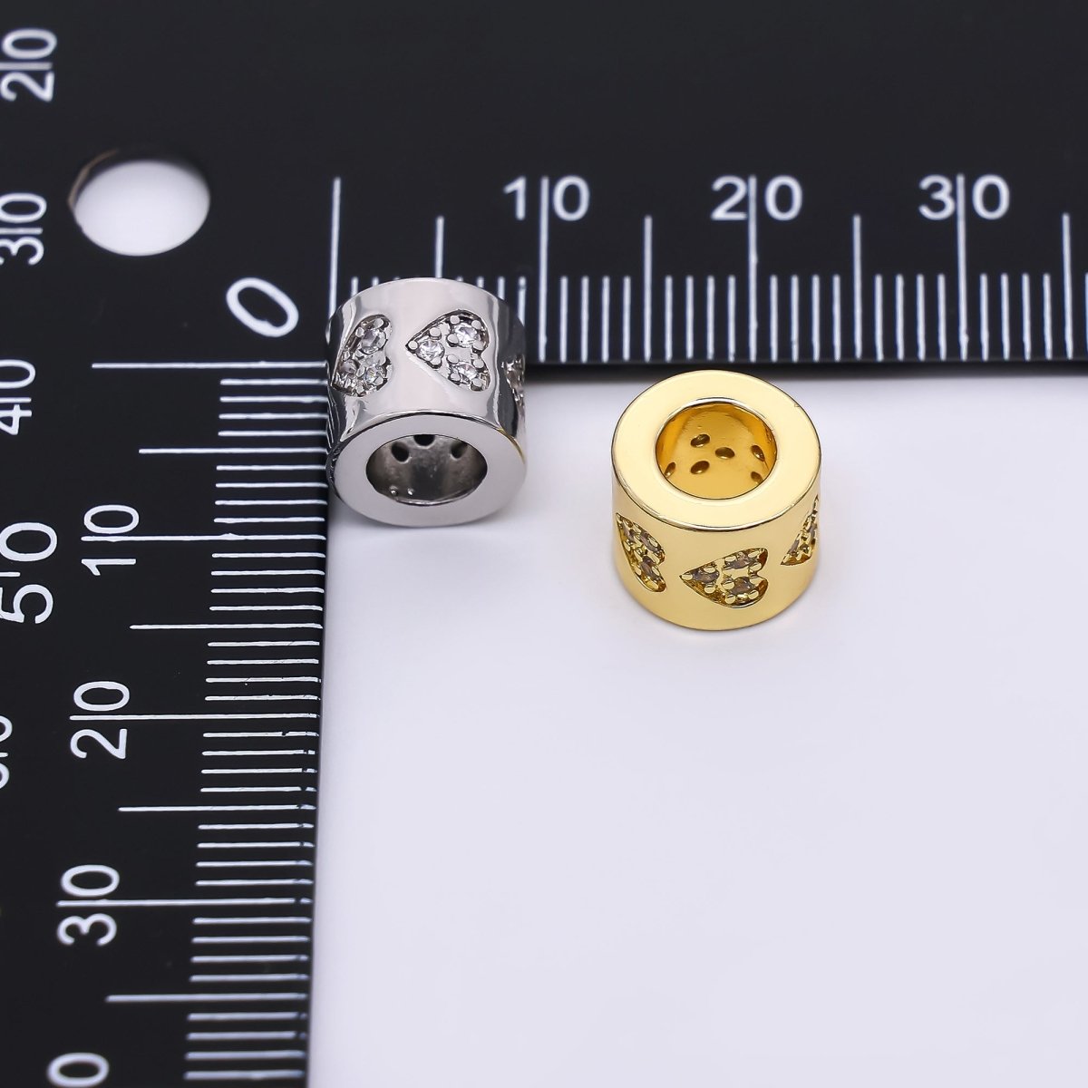 24K Gold Filled Micro Paved CZ Lover - Loop with Large Hole Bead Spacer | B - 071 - DLUXCA