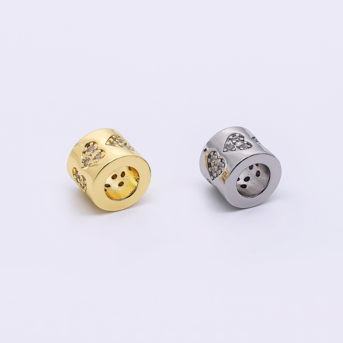 24K Gold Filled Micro Paved CZ Lover - Loop with Large Hole Bead Spacer | B - 071 - DLUXCA