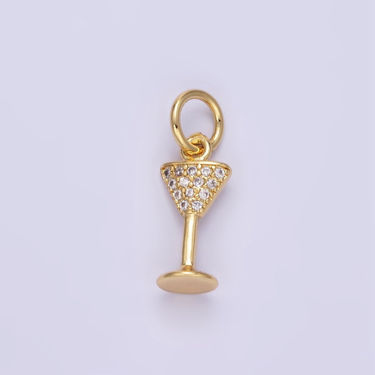 24K Gold Filled Micro Paved CZ Martini Alcohol Mini Charm | E351 - DLUXCA