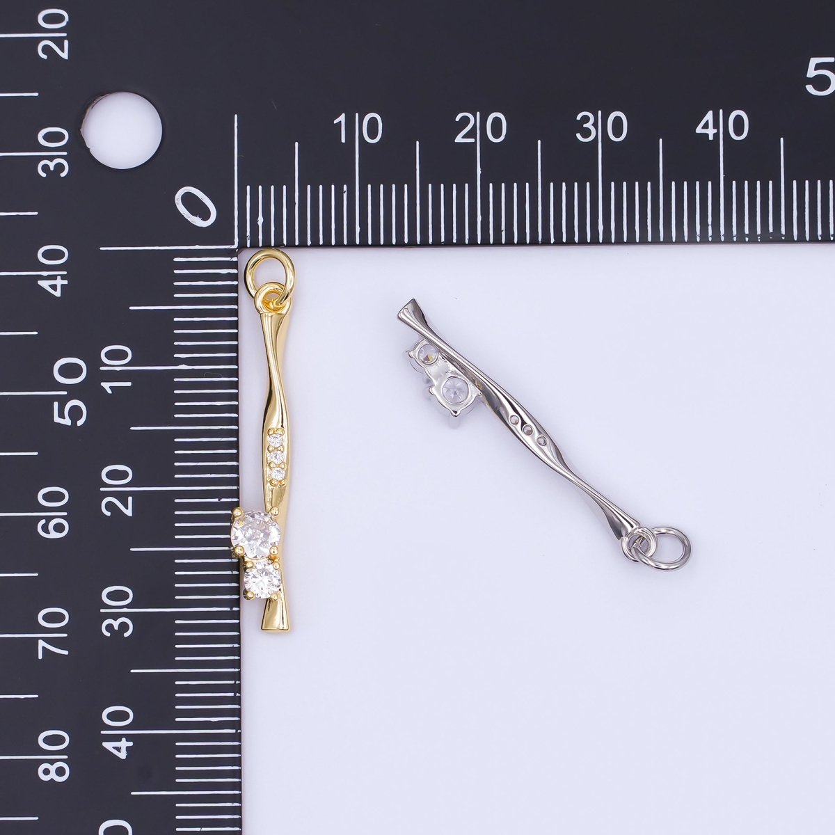 24K Gold Filled Micro Paved CZ Molten Drip Charm in Gold & Silver | AF469 - DLUXCA