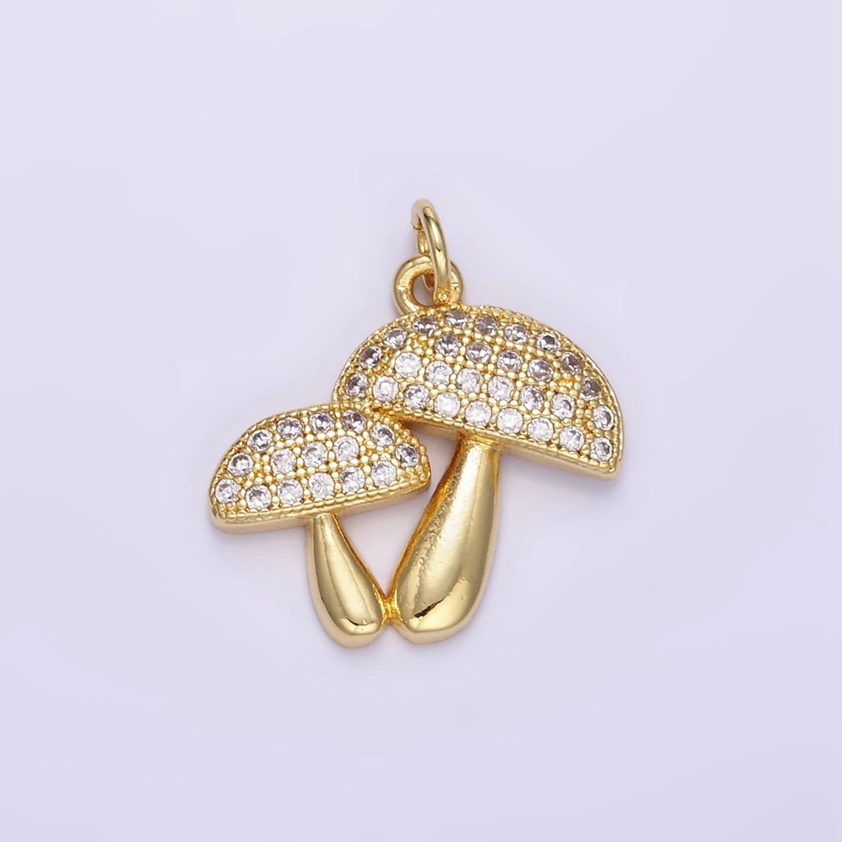 24K Gold Filled Micro Paved CZ Mushroom Charm | E345 - DLUXCA