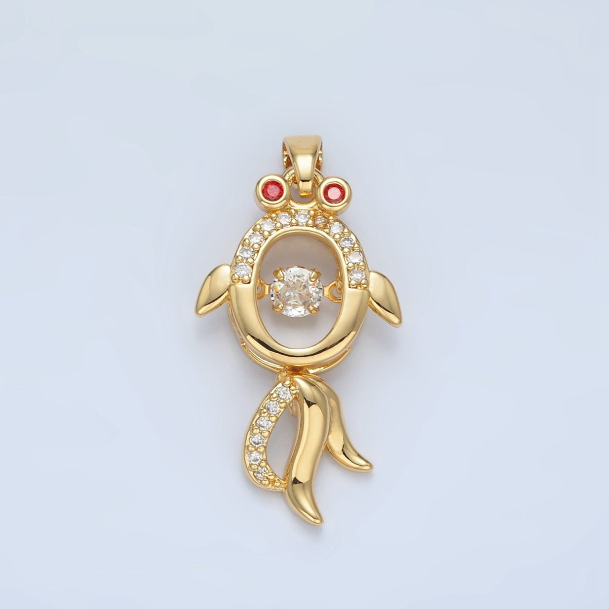 24K Gold Filled Micro Paved CZ Open Gold Fish Animal Pendant | AA898 - DLUXCA