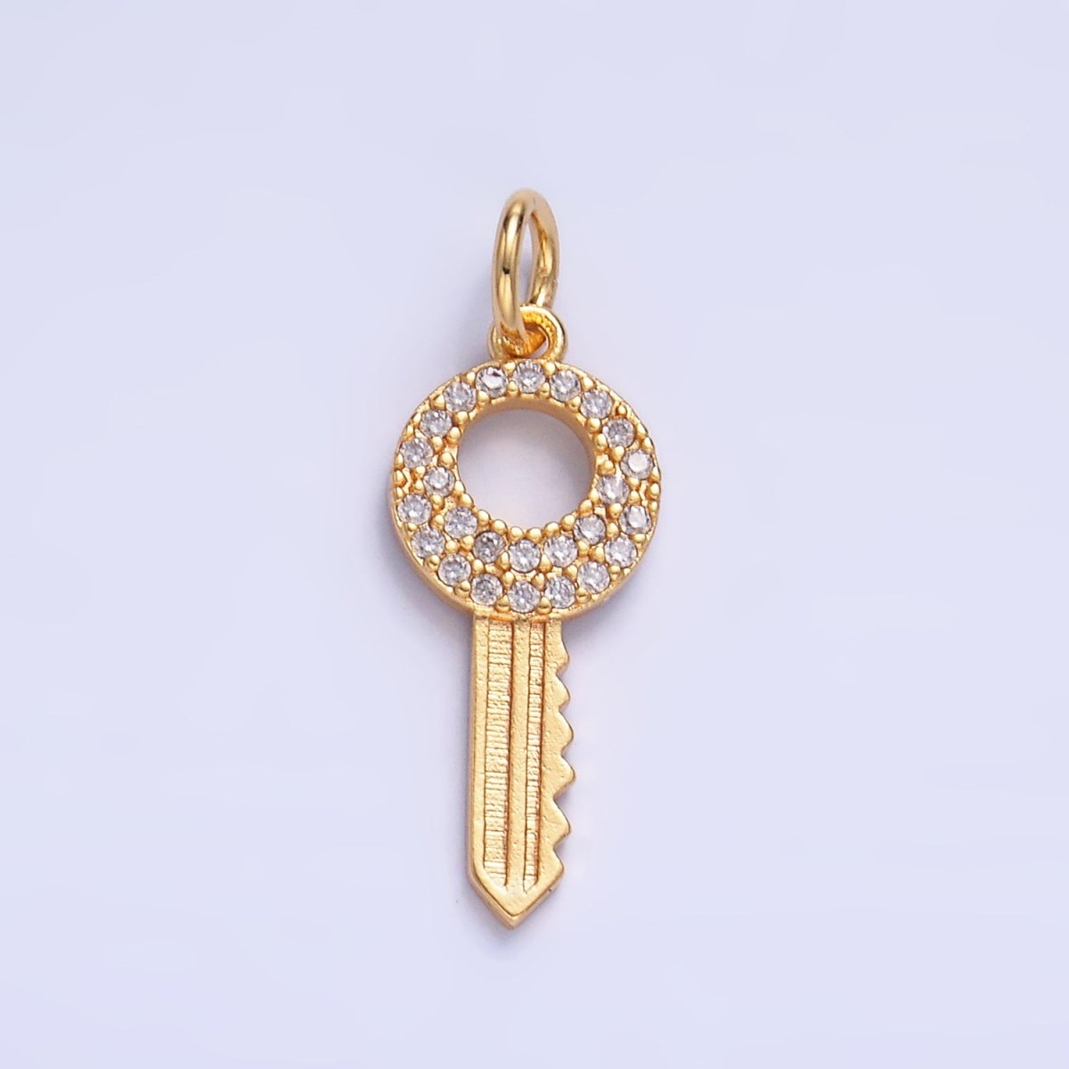 24K Gold Filled Micro Paved CZ Open Key Charm | W403 - DLUXCA