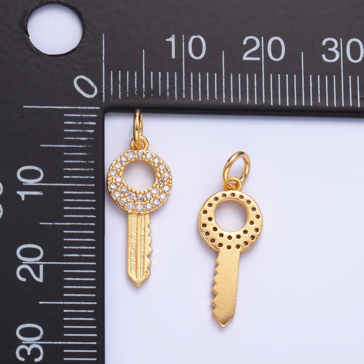 24K Gold Filled Micro Paved CZ Open Key Charm | W403 - DLUXCA