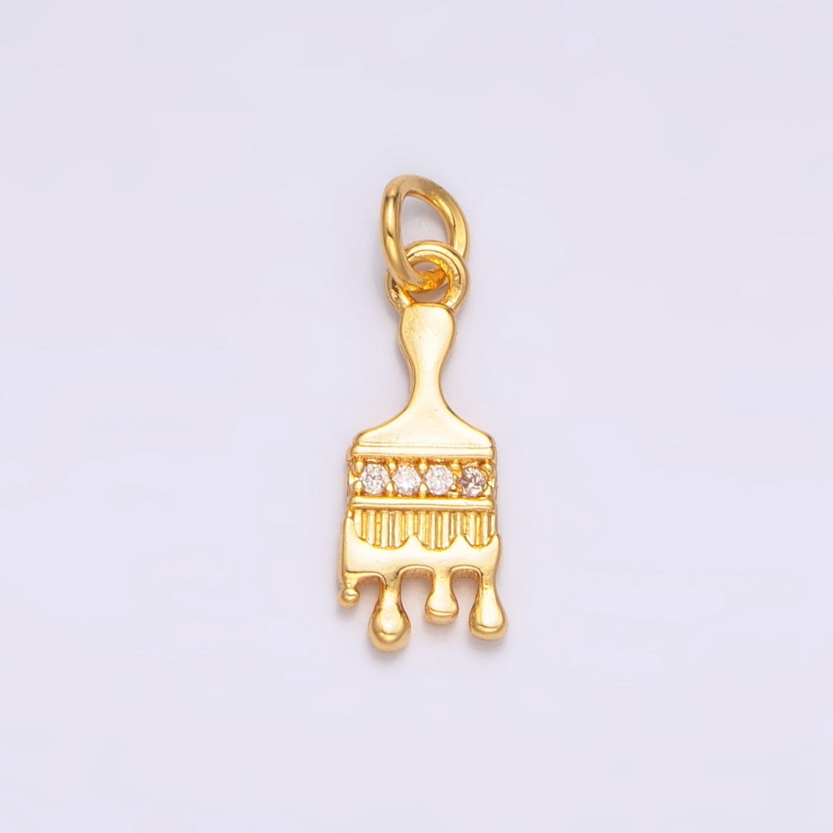 24K Gold Filled Micro Paved CZ Paint Brush 3D Multidimensional Charm | W096 - DLUXCA