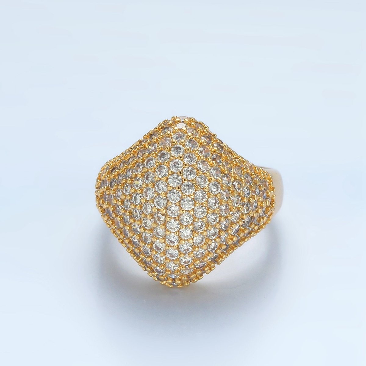 24K Gold Filled Micro Paved CZ Rhombus Dome Ring | U328 - DLUXCA