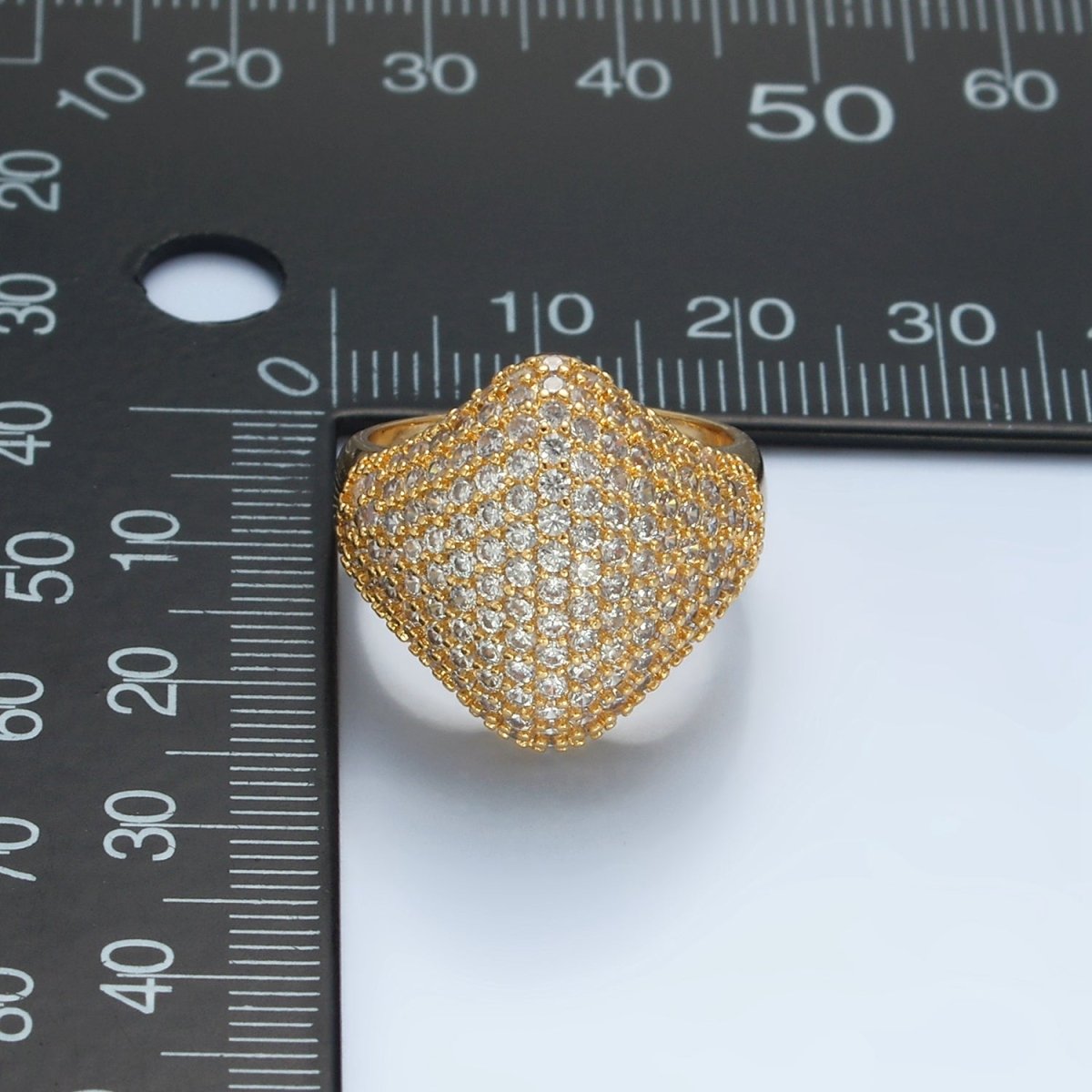 24K Gold Filled Micro Paved CZ Rhombus Dome Ring | U328 - DLUXCA