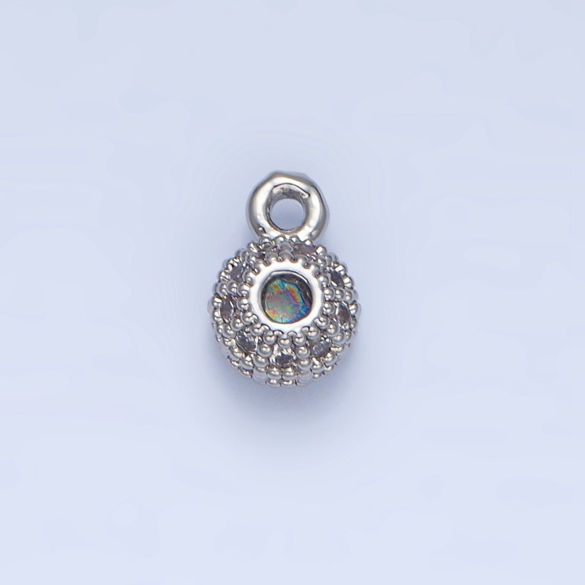 24K Gold Filled Micro Paved CZ Rhondelle Bead Charm in Gold & Silver | X898 - DLUXCA