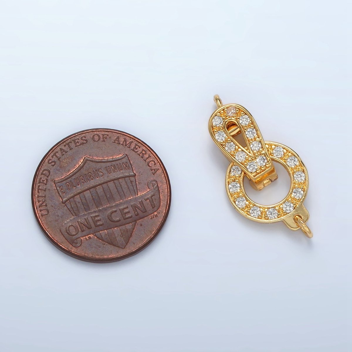 24K Gold Filled Micro Paved CZ Round Curved Snap Latch Closure Findings Set | Z855 - DLUXCA