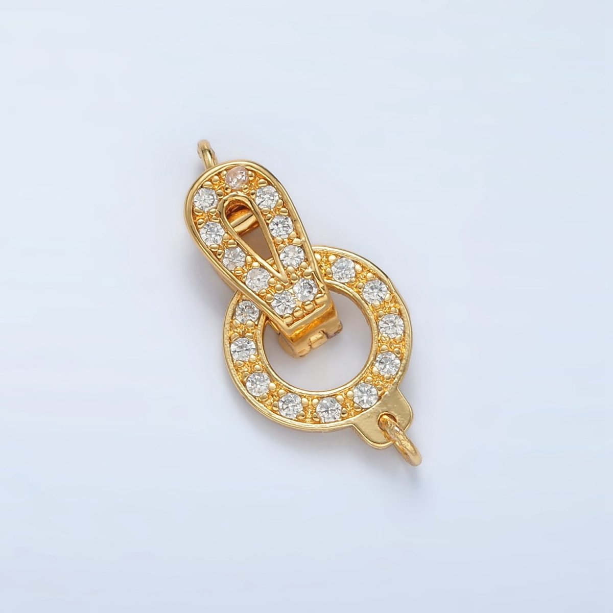 24K Gold Filled Micro Paved CZ Round Curved Snap Latch Closure Findings Set | Z855 - DLUXCA