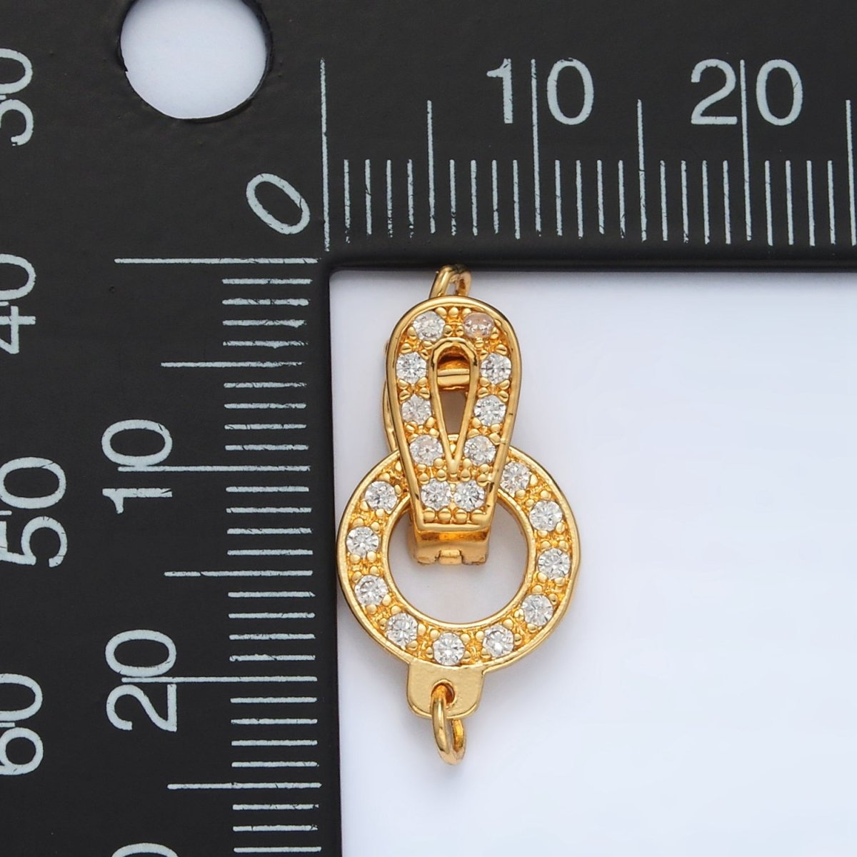 24K Gold Filled Micro Paved CZ Round Curved Snap Latch Closure Findings Set | Z855 - DLUXCA