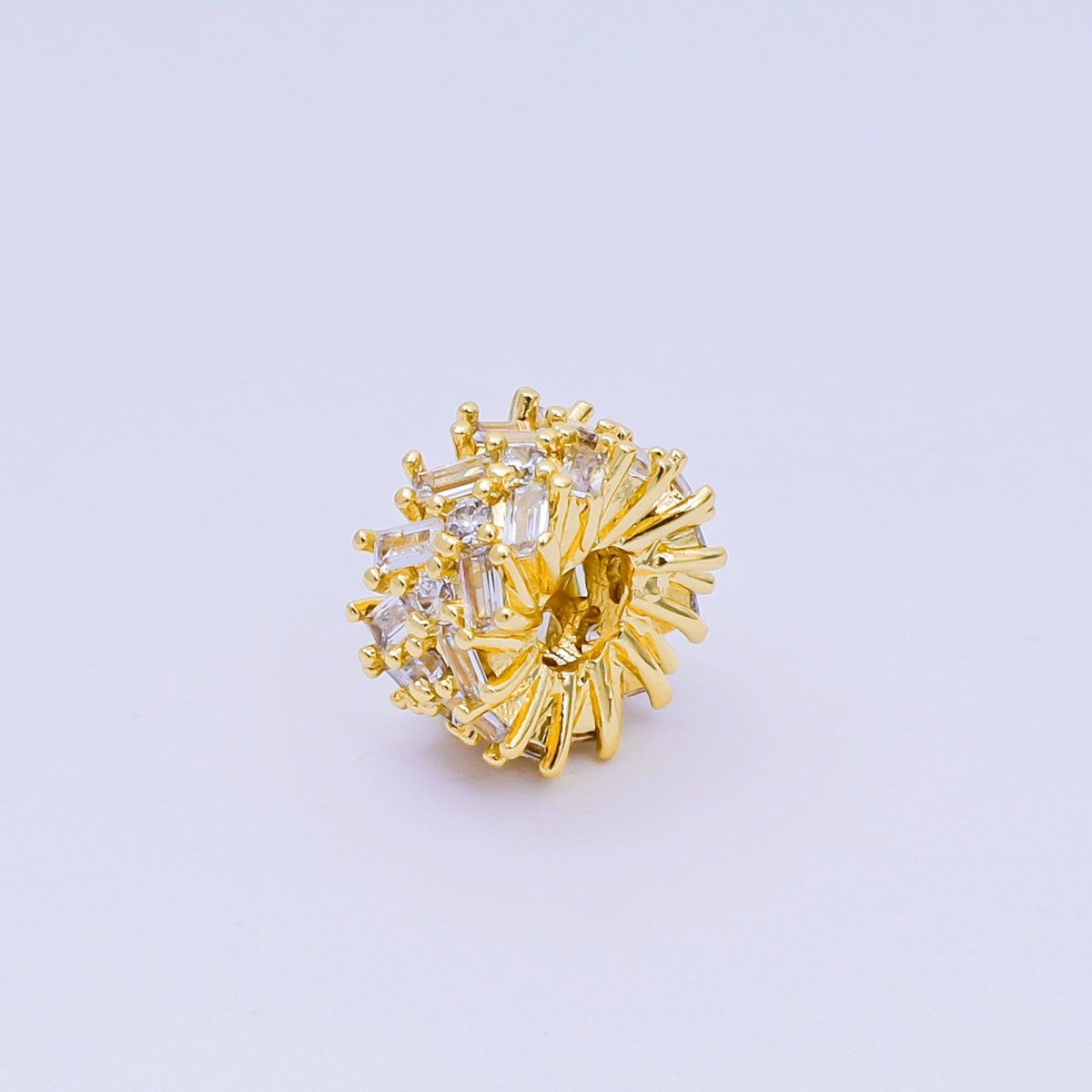 24K Gold Filled Micro Paved CZ Round Wheeler Donut Bead Spacer | B - 919 - DLUXCA