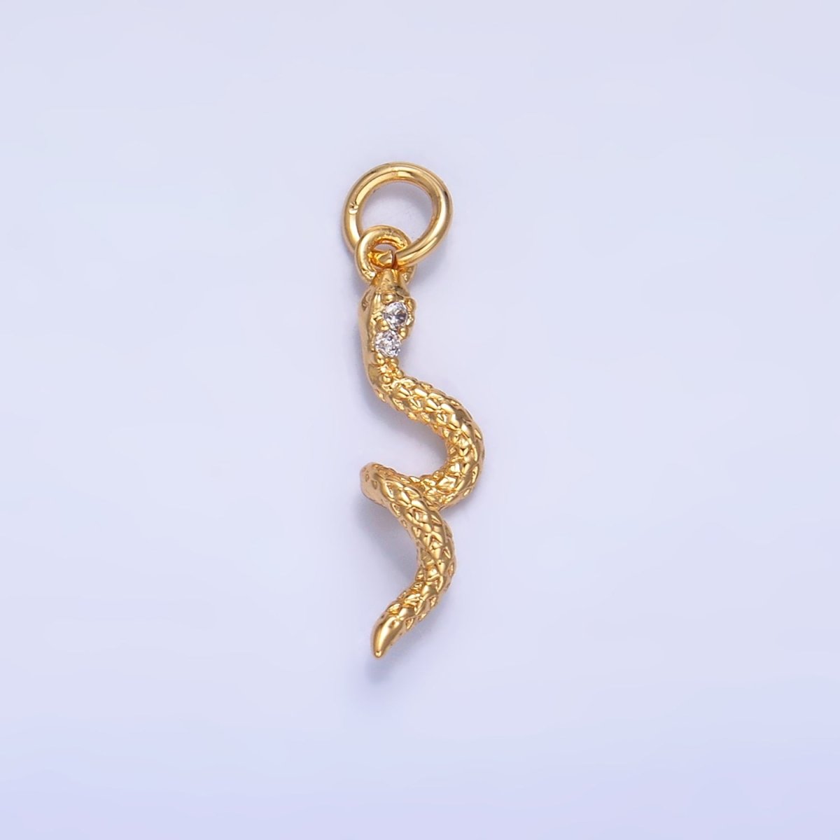 24K Gold Filled Micro Paved CZ Snake Serpent Multidimensional 3D Charm in Gold & Silver | W796 - DLUXCA