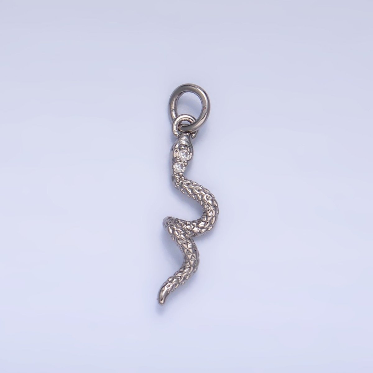 24K Gold Filled Micro Paved CZ Snake Serpent Multidimensional 3D Charm in Gold & Silver | W796 - DLUXCA