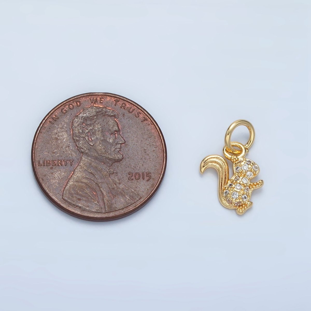 24K Gold Filled Micro Paved CZ Squirrel Rodent Animal Mini Charm | X296 - DLUXCA