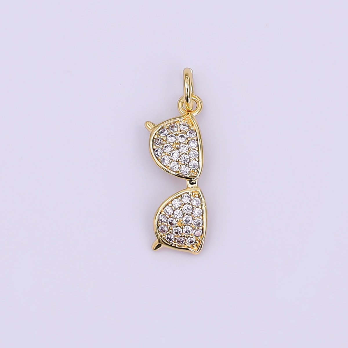 24K Gold Filled Micro Paved CZ Sunglasses Eyewear Charm in Gold & Silver | AJ325 - DLUXCA