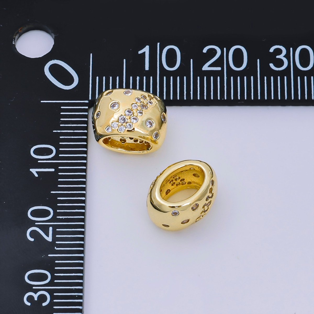 24K Gold Filled Micro Paved CZ The Galaxy Bead Spacer | B - 927 - DLUXCA