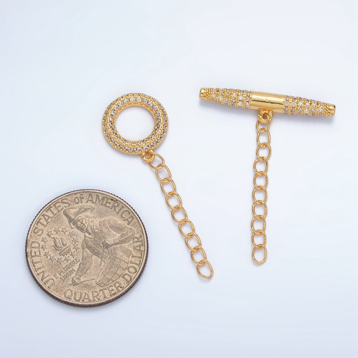 24K Gold Filled Micro Paved CZ Toggle Clasps Closure Findings | Z847 - DLUXCA