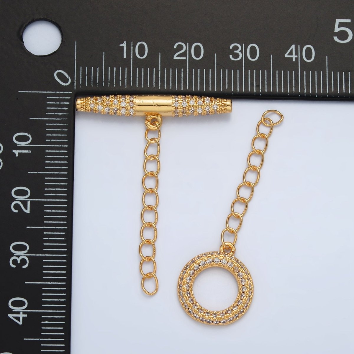 24K Gold Filled Micro Paved CZ Toggle Clasps Closure Findings | Z847 - DLUXCA