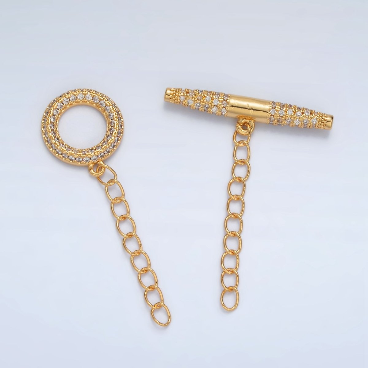 24K Gold Filled Micro Paved CZ Toggle Clasps Closure Findings | Z847 - DLUXCA