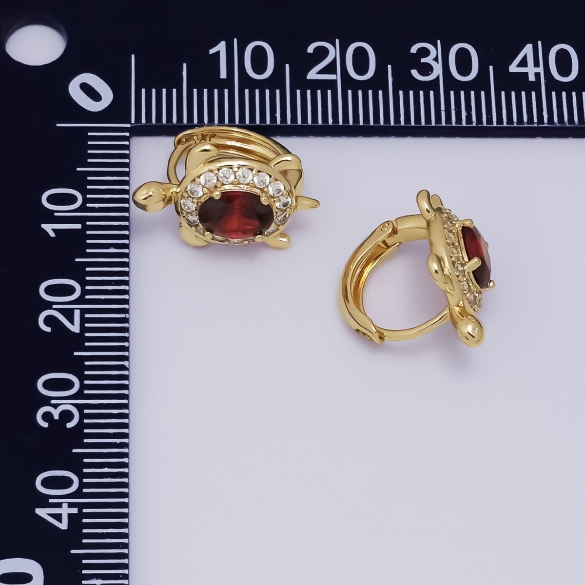 24K Gold Filled Micro Paved CZ Turtle Tortoise Animal Huggie Earrings | AB1036 - AB1062 - DLUXCA