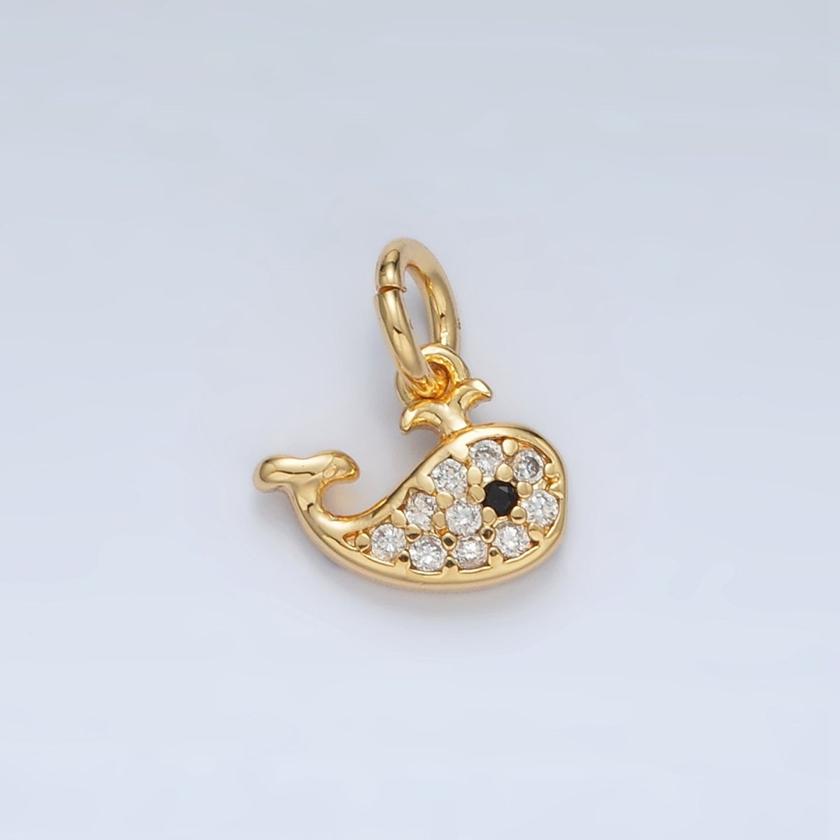 24K Gold Filled Micro Paved CZ Whale Charm | AC - 171 - DLUXCA