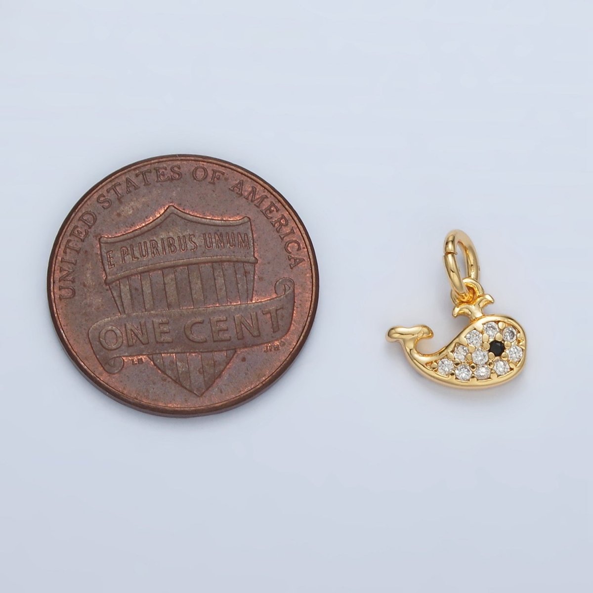 24K Gold Filled Micro Paved CZ Whale Charm | AC - 171 - DLUXCA