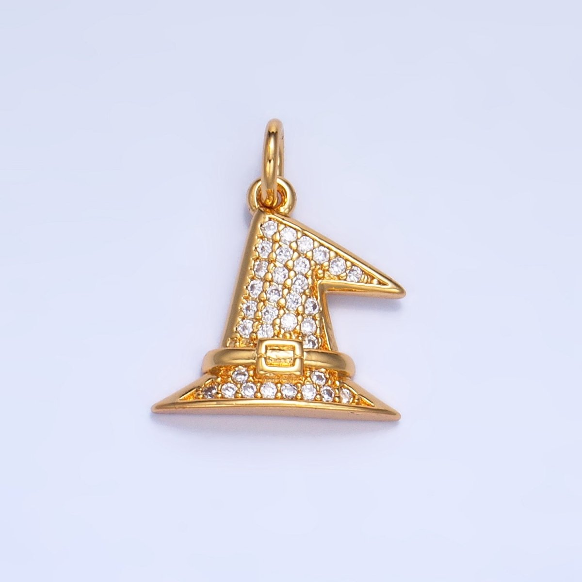 24K Gold Filled Micro Paved CZ Witch's Hat Charm in Gold & Silver | X927 - DLUXCA