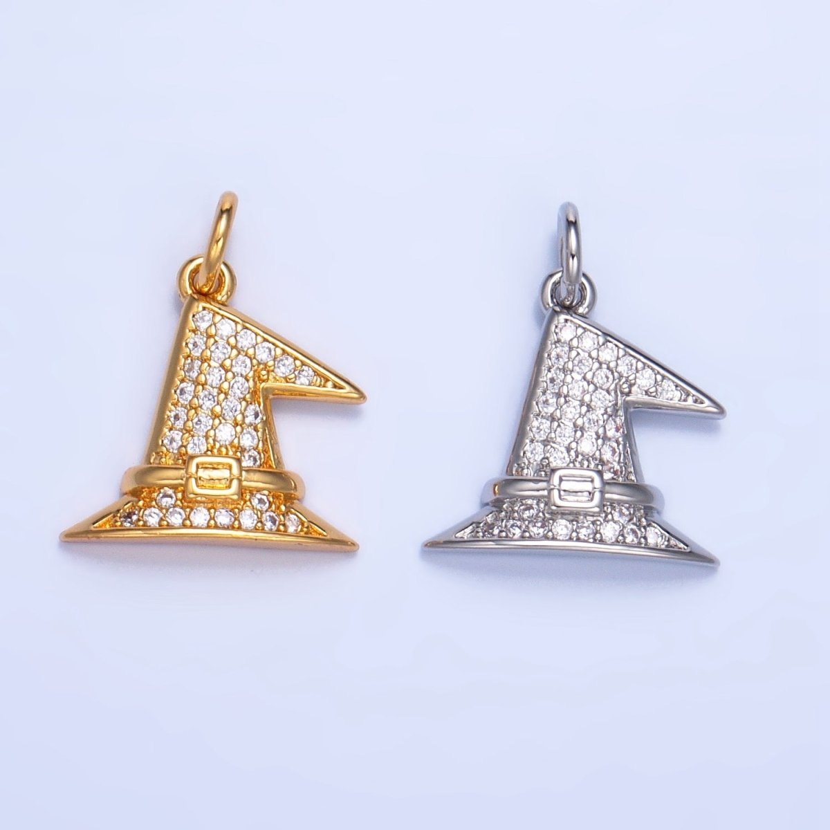 24K Gold Filled Micro Paved CZ Witch's Hat Charm in Gold & Silver | X927 - DLUXCA