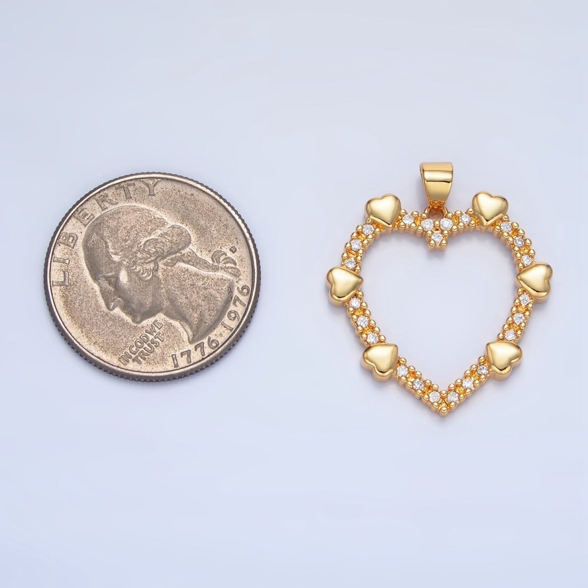 24K Gold Filled Micro Paved Multiple Open Heart Pendant | AA137 - DLUXCA