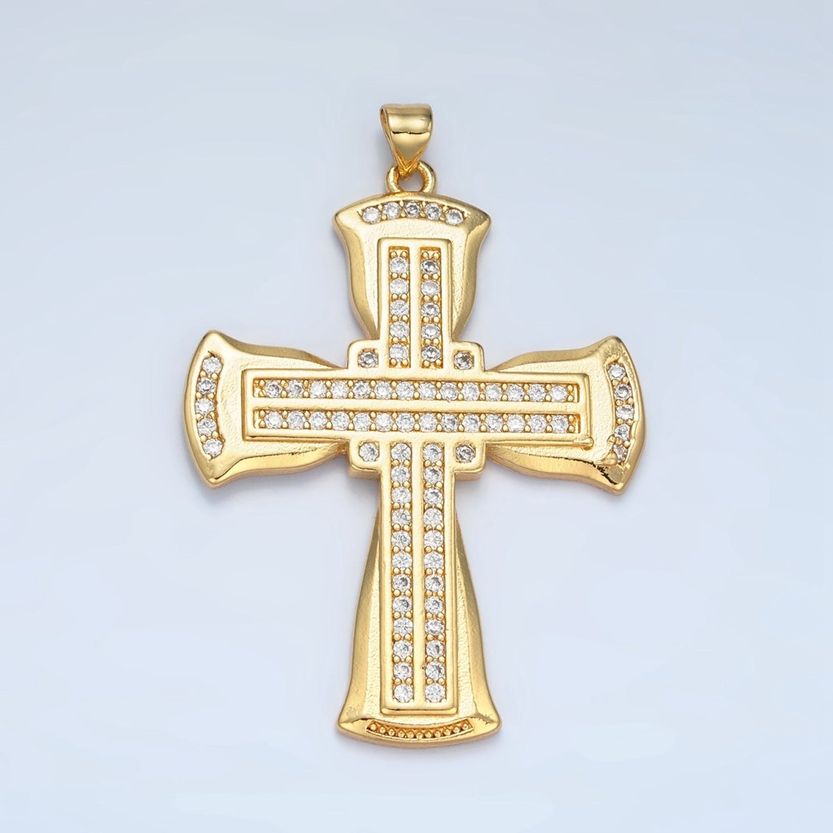 24K Gold Filled Micro Paved Religious Cross Pendant | AA - 801 - DLUXCA