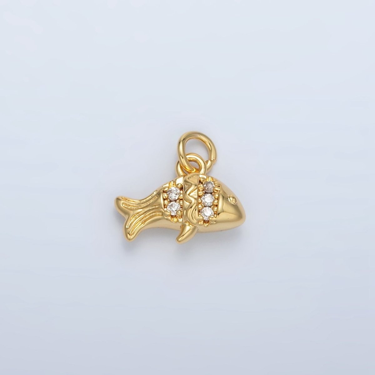 24K Gold Filled Micro Paved Tiny Fish Charm | AC - 156 - DLUXCA