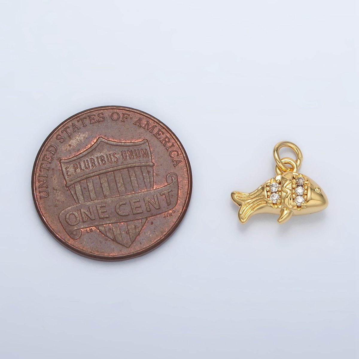 24K Gold Filled Micro Paved Tiny Fish Charm | AC - 156 - DLUXCA