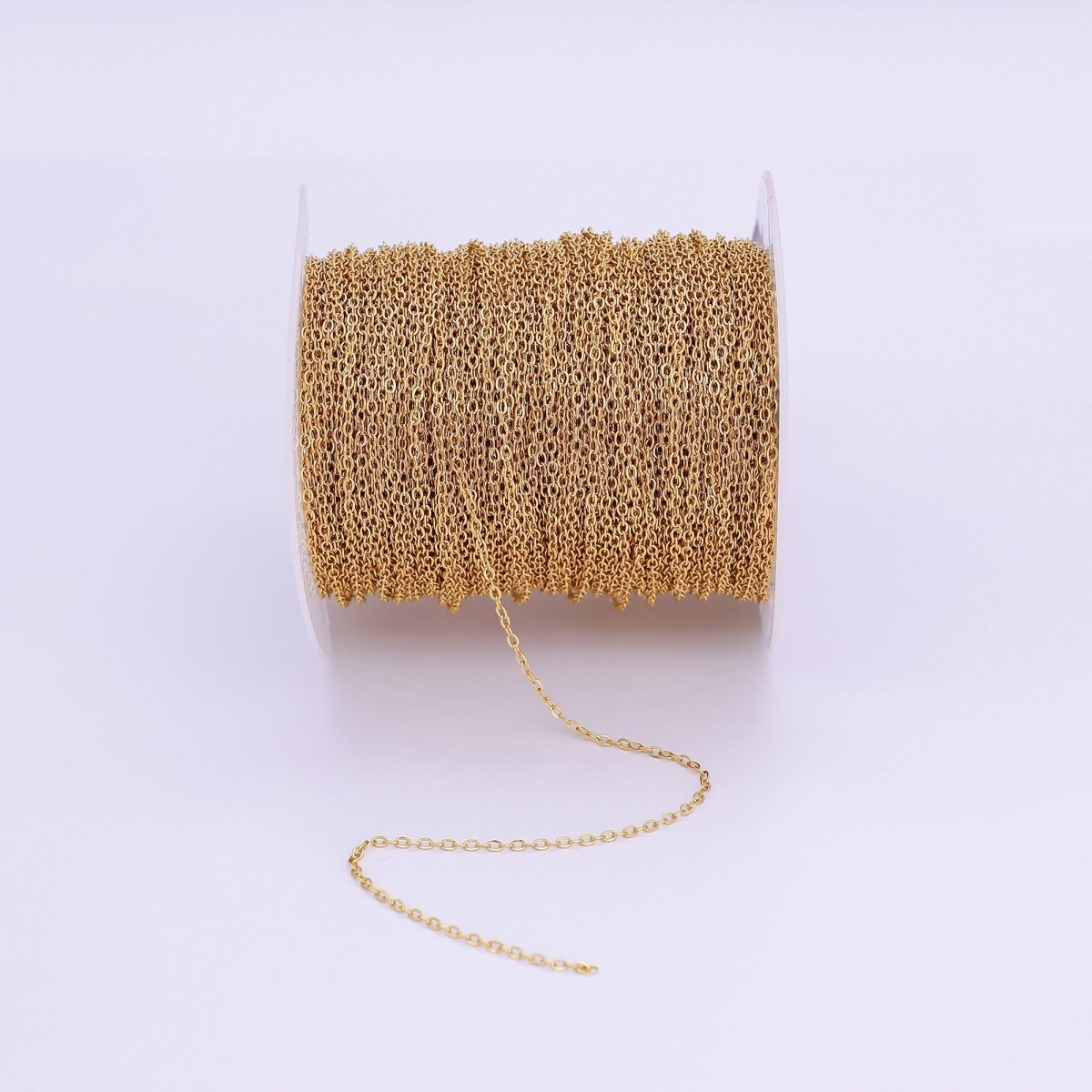 24K Gold Filled Mini 1.5mm Cable Unfinished Chain in Gold & Silver | ROLL - 951 ROLL - 952 - DLUXCA
