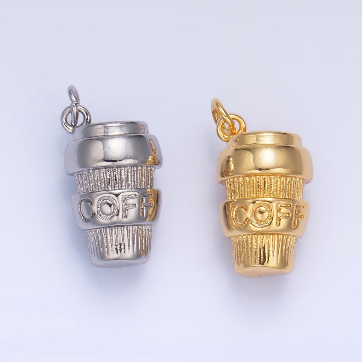 24K Gold Filled Mini 3D Multidimensional Coffee Tumbler Drink Charm in Gold & Silver | W670 - DLUXCA