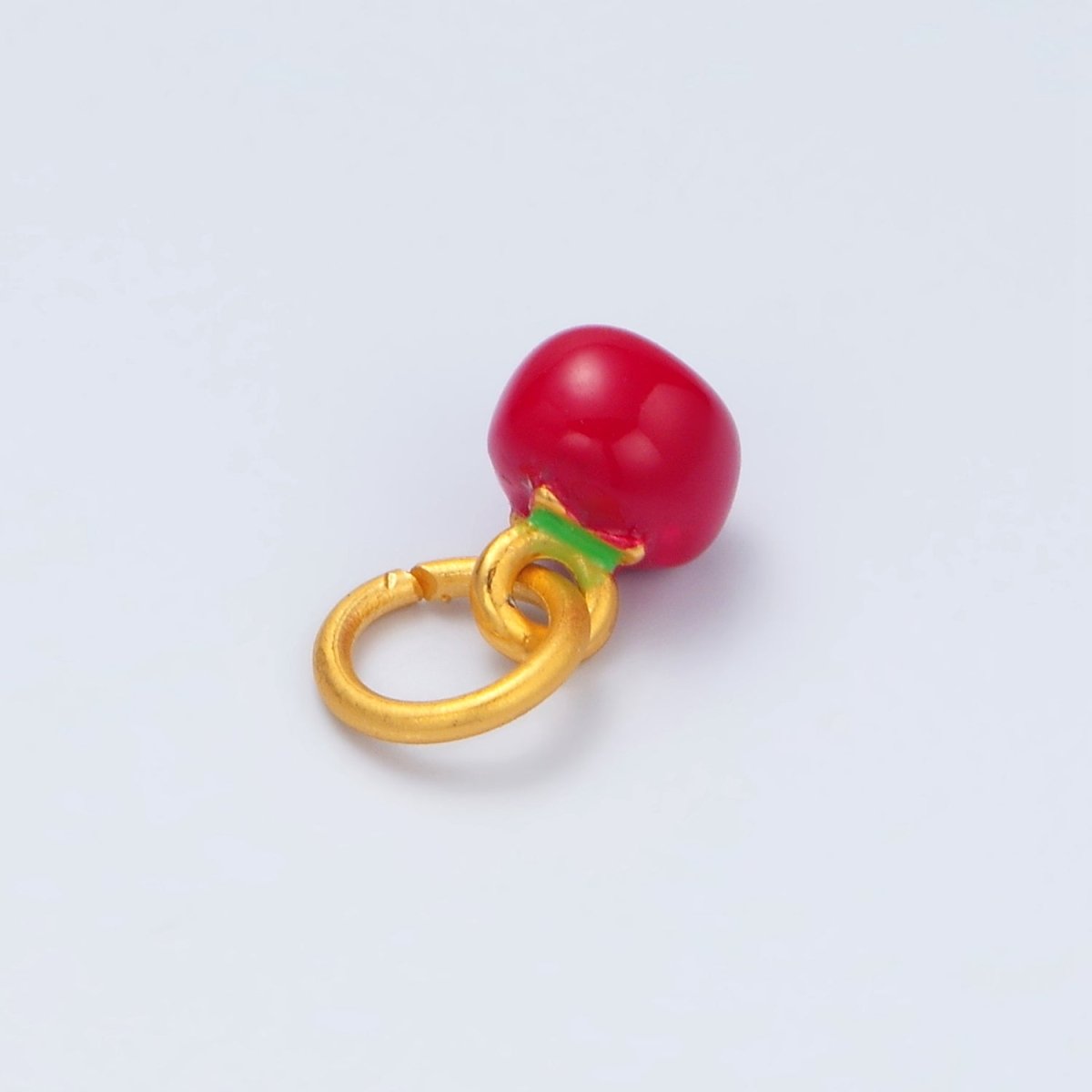 24K Gold Filled Mini 6mm Red Enamel Tomato Food Charm | M141 - DLUXCA