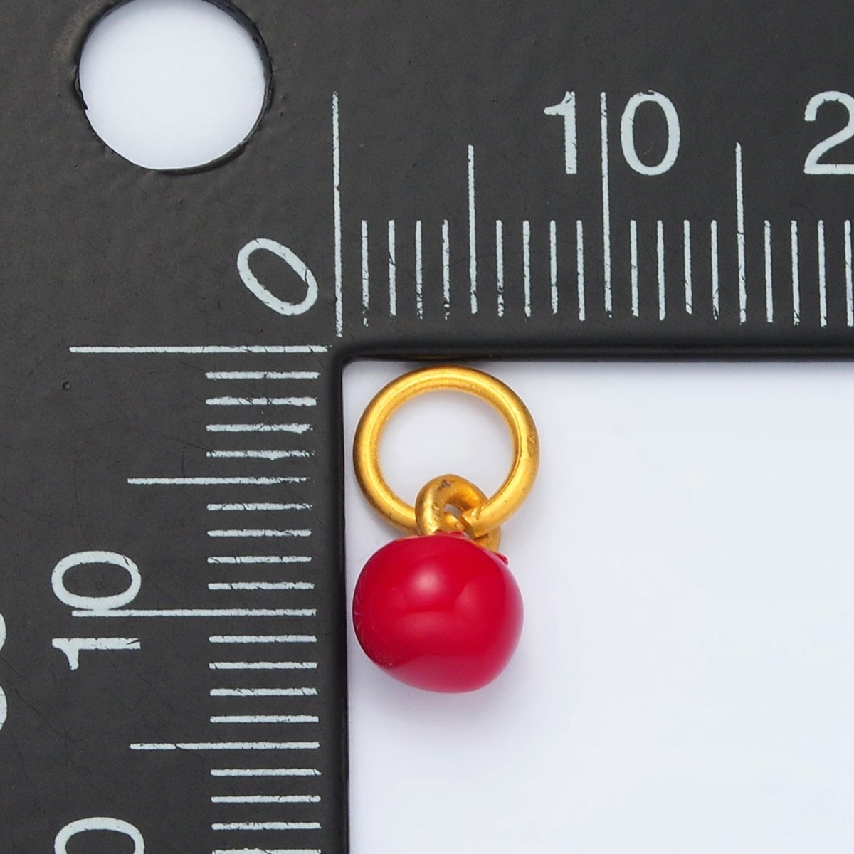 24K Gold Filled Mini 6mm Red Enamel Tomato Food Charm | M141 - DLUXCA