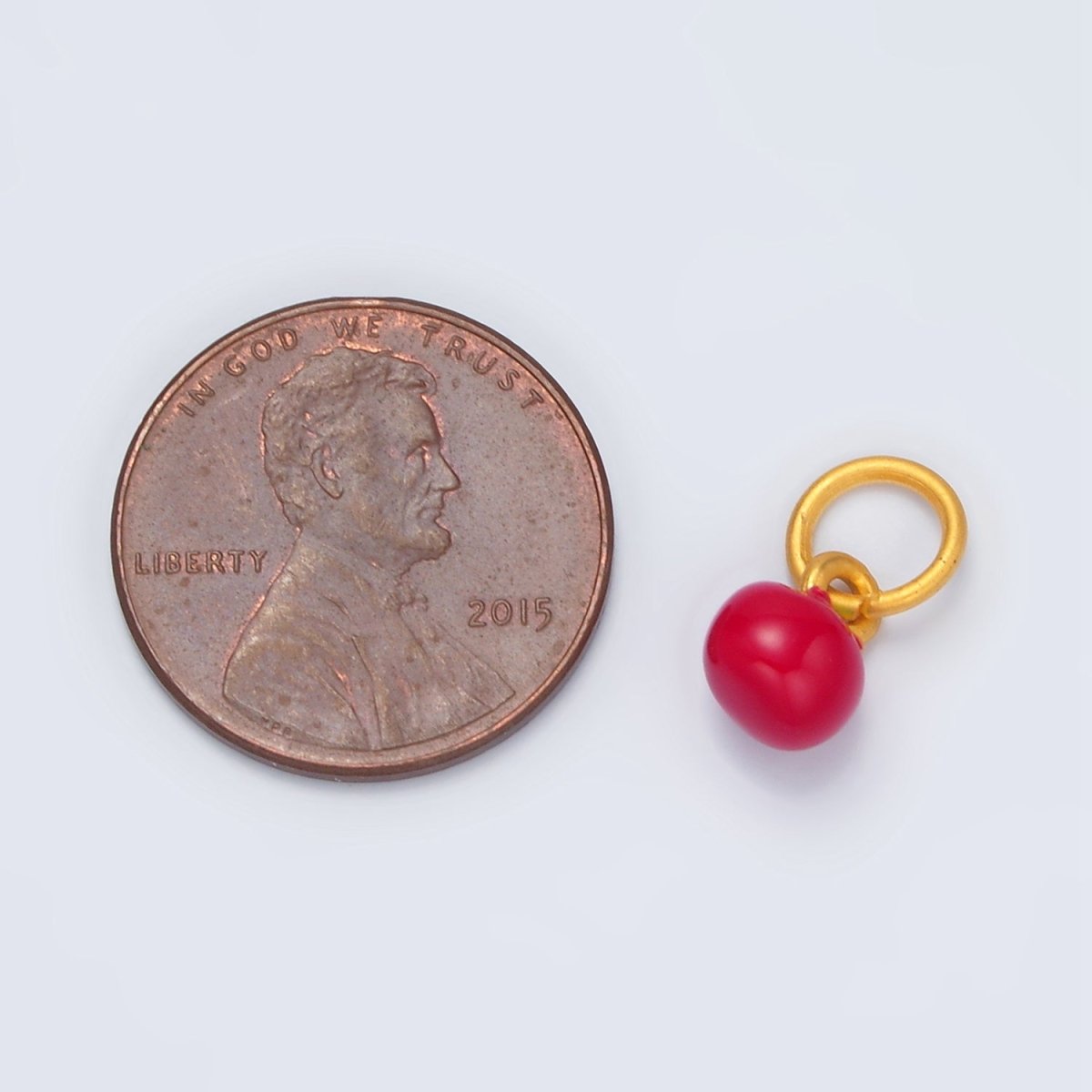 24K Gold Filled Mini 6mm Red Enamel Tomato Food Charm | M141 - DLUXCA