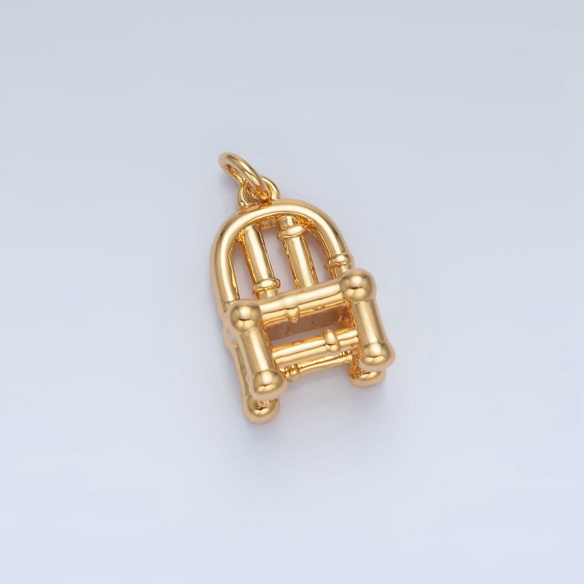 24K Gold Filled Mini Bamboo Sitting Chair Furniture Charm | AG903 - DLUXCA