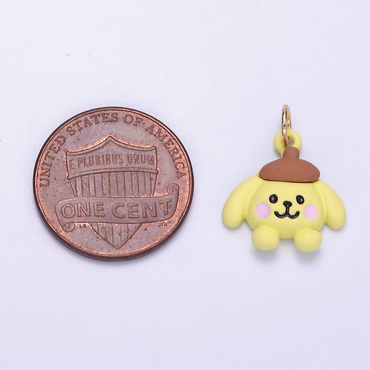 24K Gold Filled Mini Bear Dog Yellow Enamel Animal Charm | D030 - DLUXCA