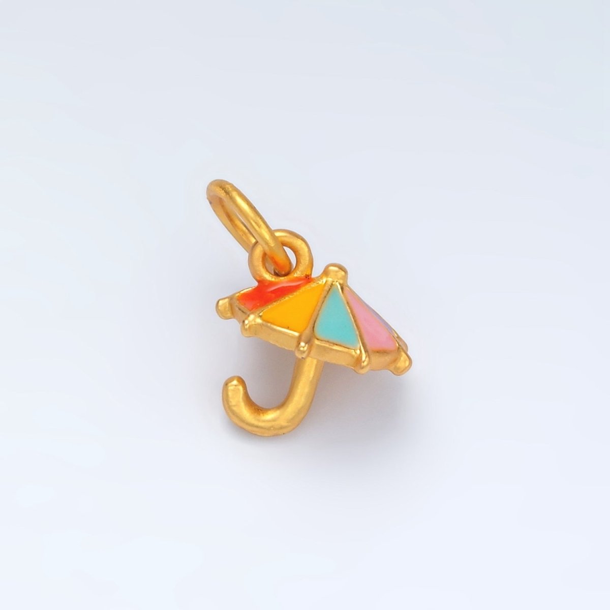 24K Gold Filled Mini Children's Enamel Open Umbrella Charm | M143 - DLUXCA