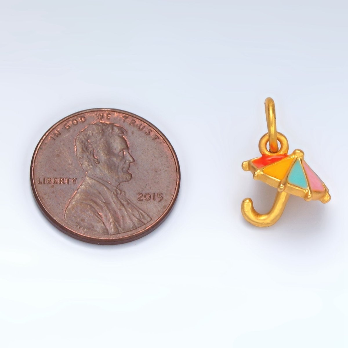 24K Gold Filled Mini Children's Enamel Open Umbrella Charm | M143 - DLUXCA