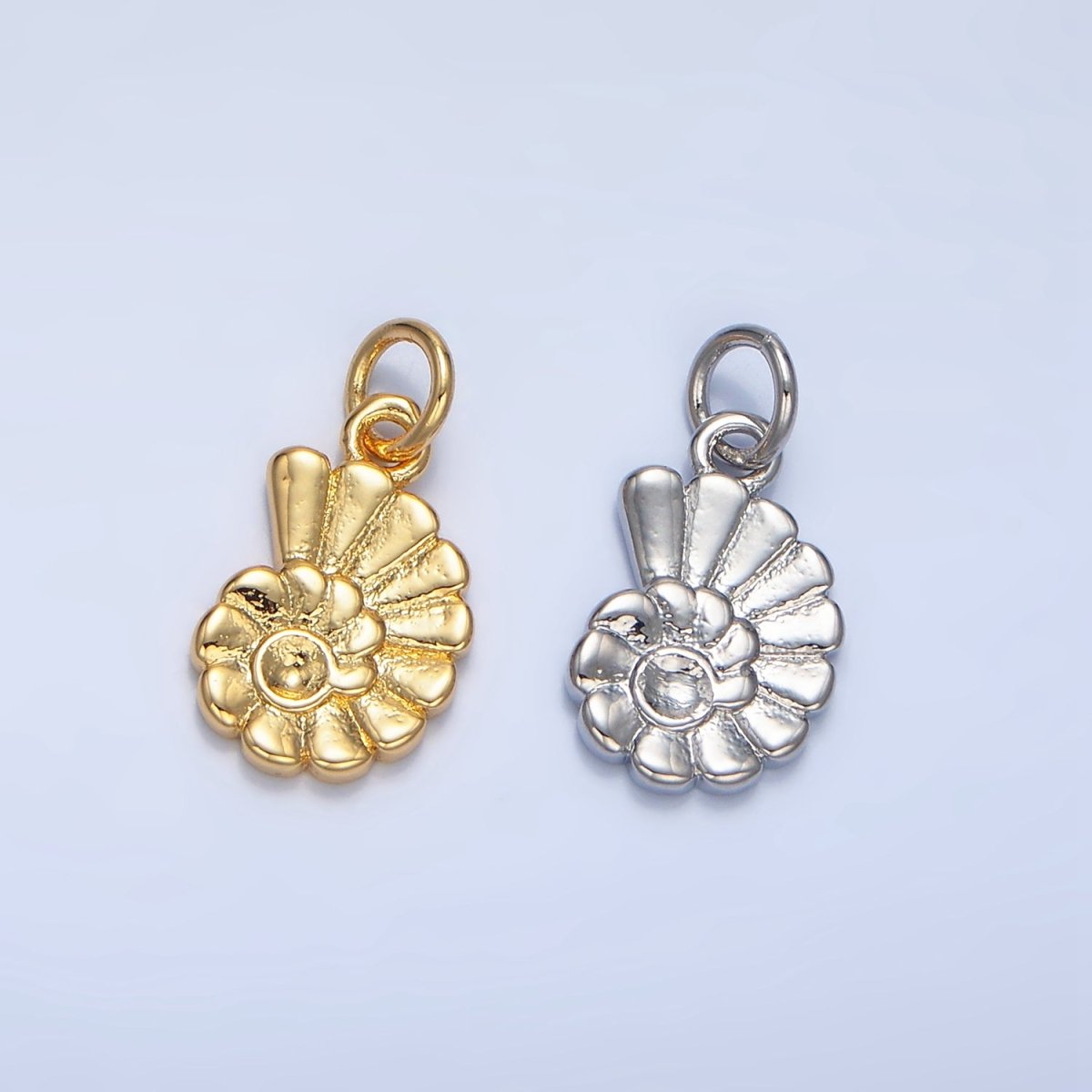 24K Gold Filled Mini Circular Sea Clam Shell Charm in Gold & Silver | X858 - DLUXCA