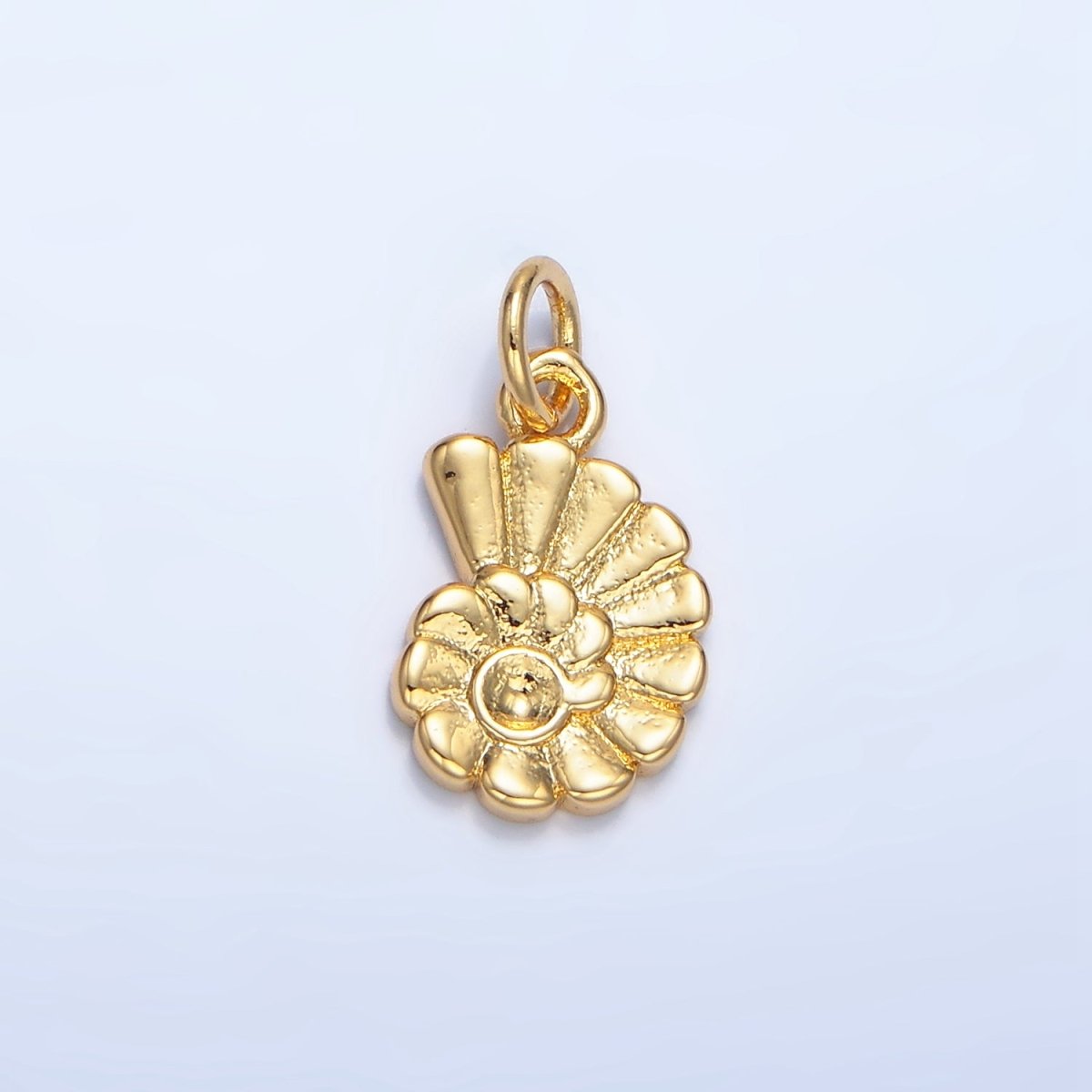 24K Gold Filled Mini Circular Sea Clam Shell Charm in Gold & Silver | X858 - DLUXCA