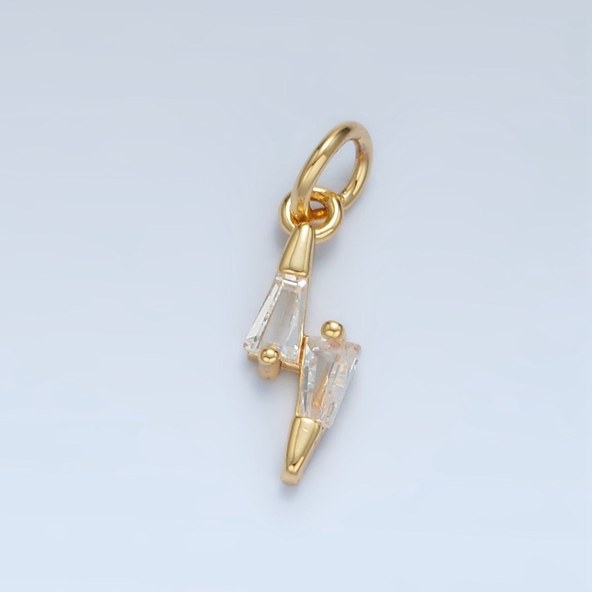 24K Gold Filled Mini Clear CZ Baguette Lightning Bolt Weather Charm | X278 - DLUXCA