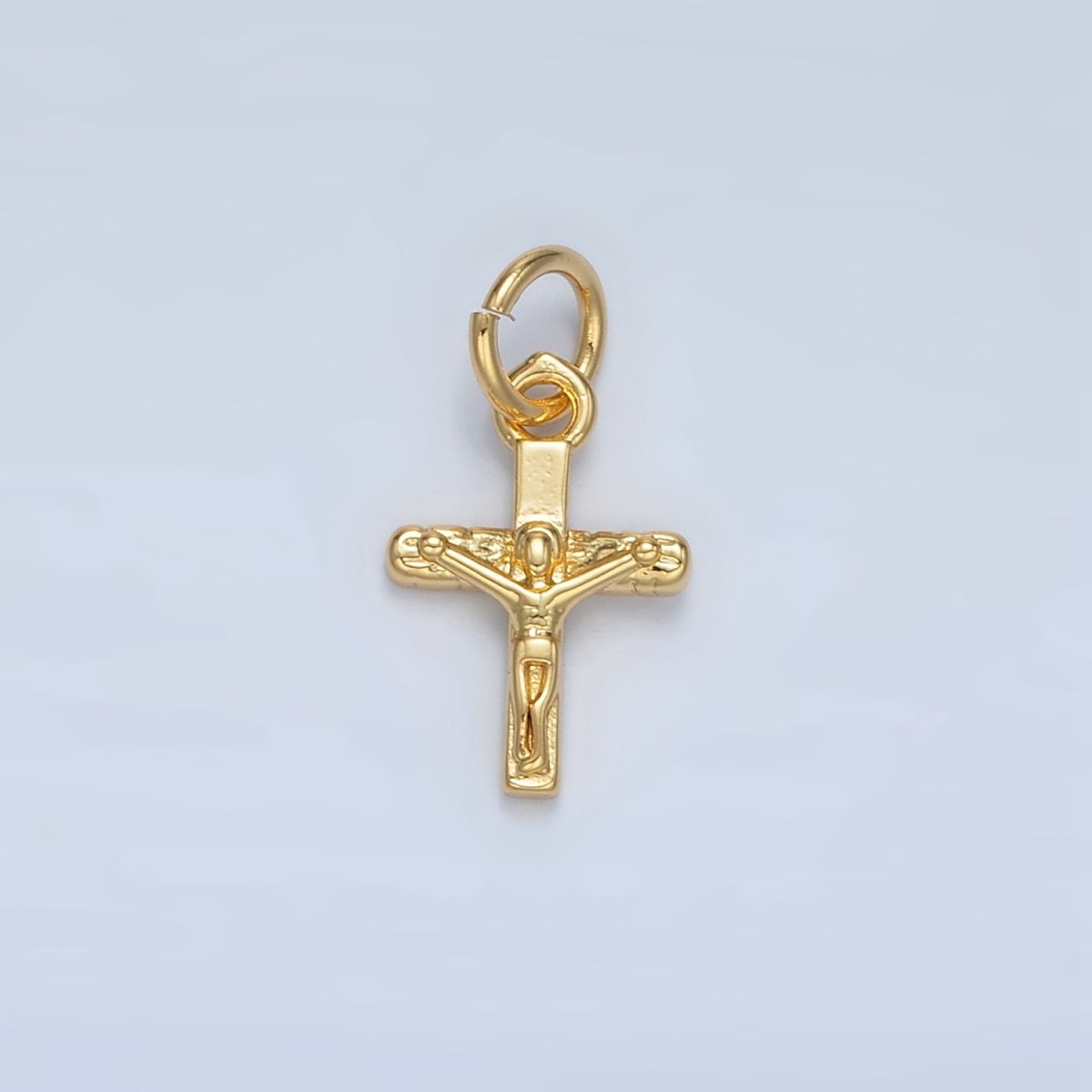 24K Gold Filled Mini Crucifix Jesus Cross Minimalist Charm | AG855 - DLUXCA