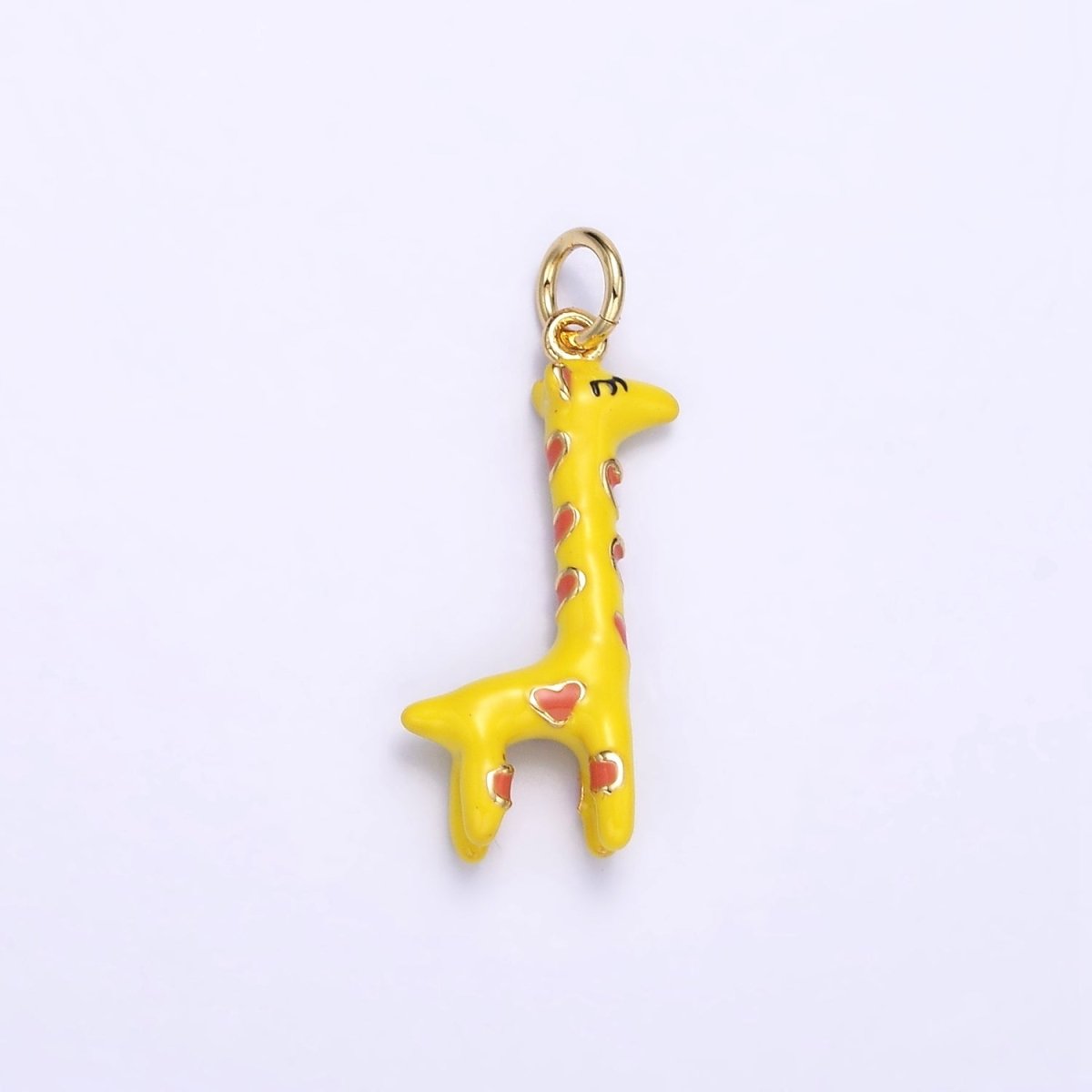 24K Gold Filled Mini Giraffe Animal Enamel Charm | C869 - DLUXCA