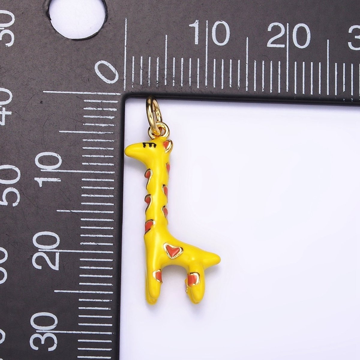 24K Gold Filled Mini Giraffe Animal Enamel Charm | C869 - DLUXCA