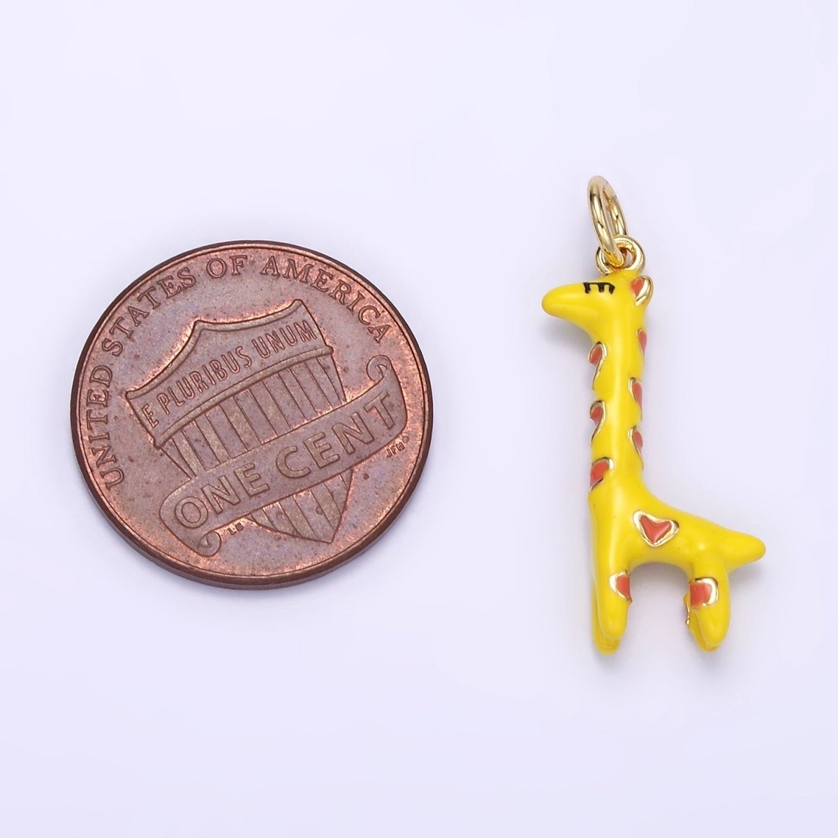 24K Gold Filled Mini Giraffe Animal Enamel Charm | C869 - DLUXCA